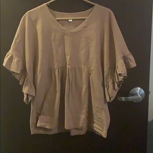 Tan bell sleeve top